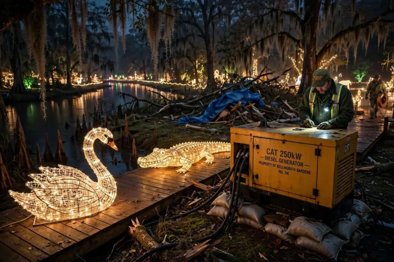 Illustration for the news story: How a Generator Shortage After Hurricane Ivan Almost Canceled Bellingrath’s Lights