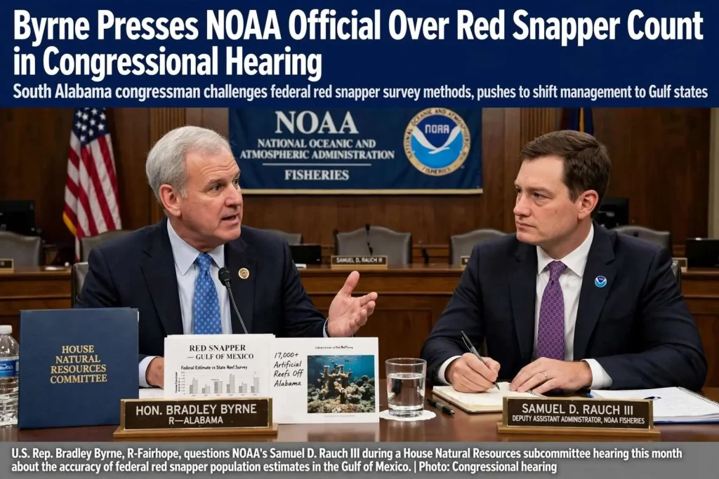 Illustration for the news story: Byrne Presses NOAA Official Over Red Snapper Count in Congressional Hearing