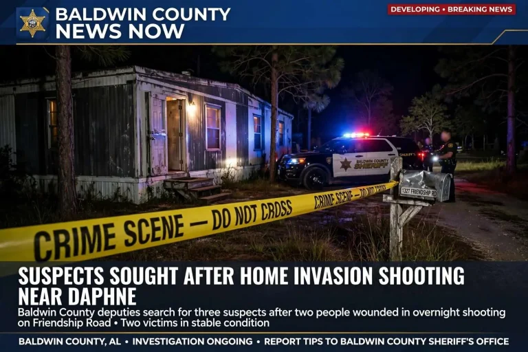 Illustration for the news story: Suspects Sought After Home Invasion Shooting Near Daphne
