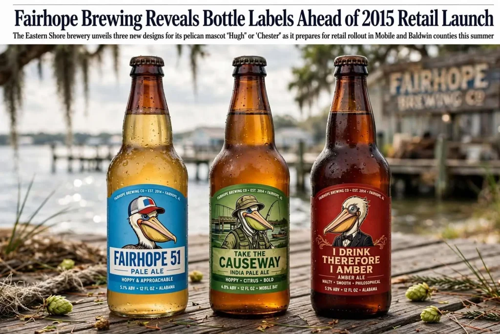 Illustration for the news story: Fairhope Brewing Reveals Bottle Labels Ahead of 2015 Retail Launch