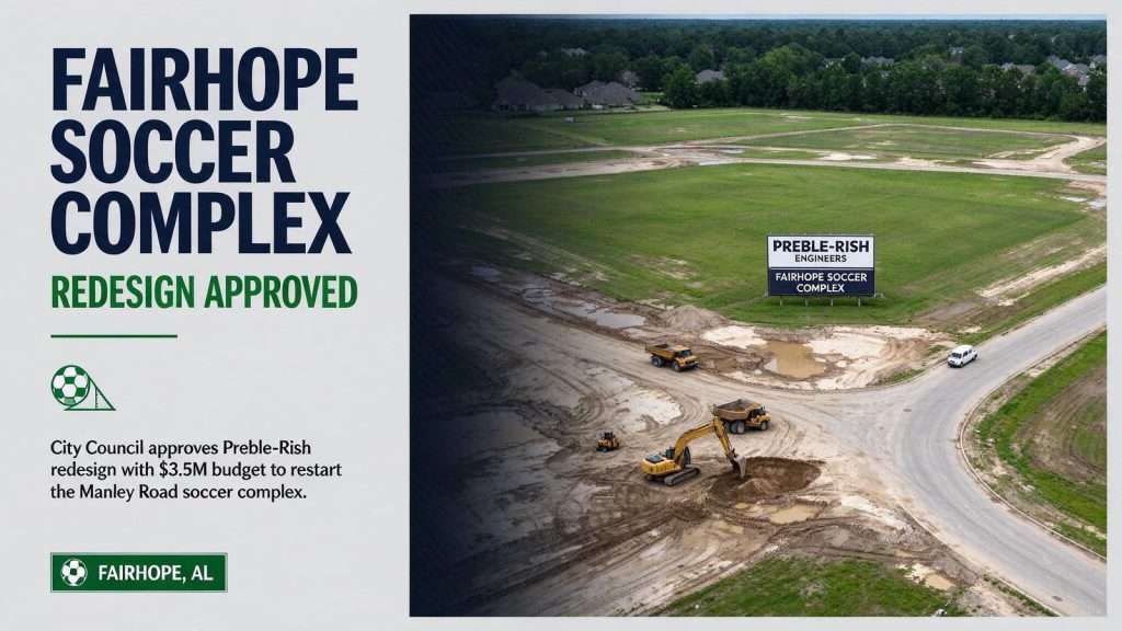 Illustration for the news story: Fairhope Council Approves Soccer Complex Redesign With $3.5 Million Budget