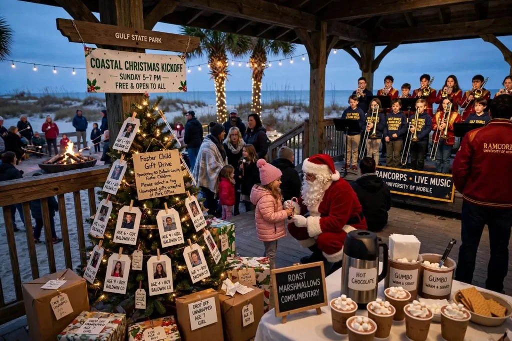 Illustration for the news story: Gulf State Park hosts Coastal Christmas Kickoff and foster child gift drive