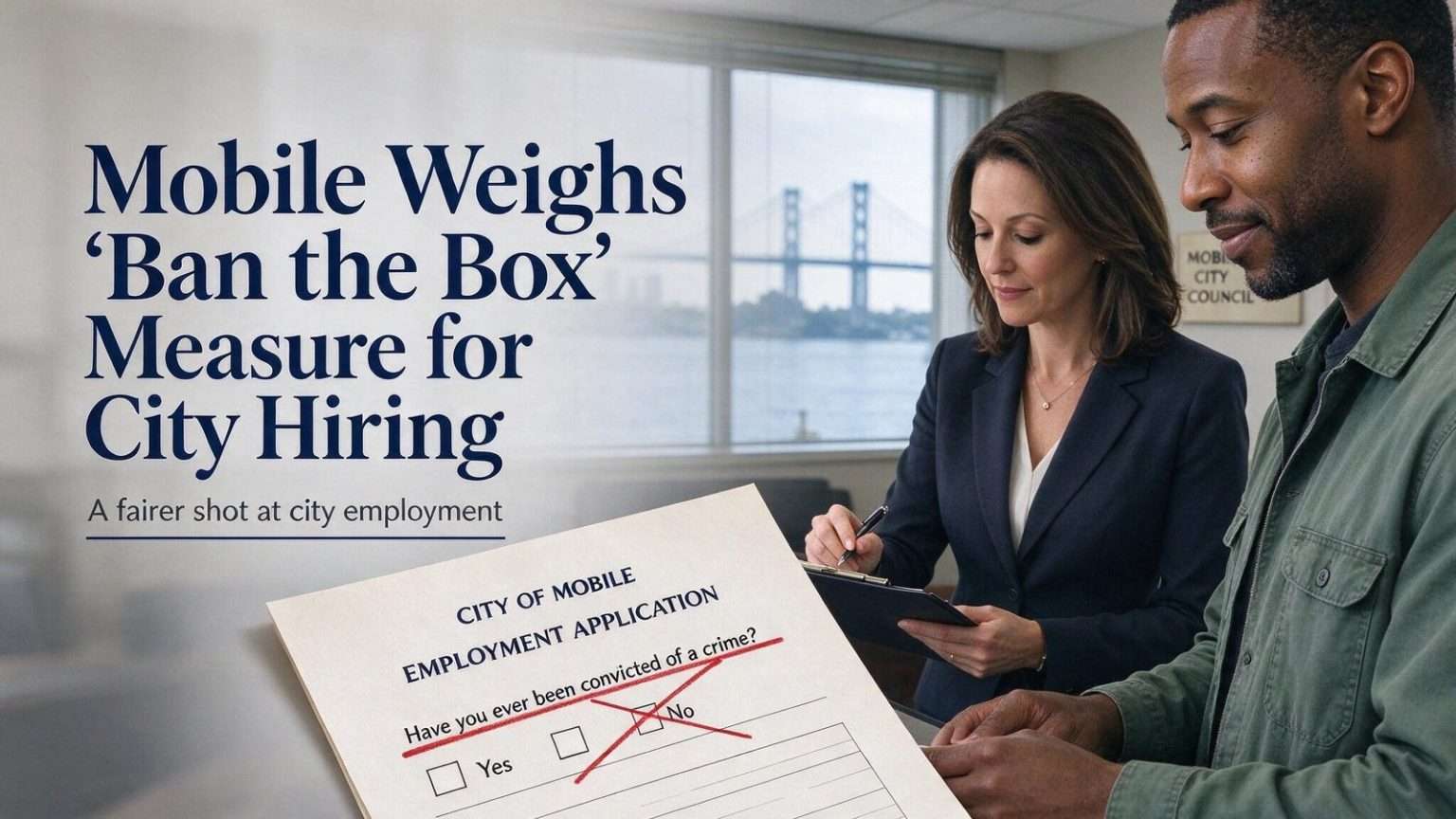 Illustration for the news story: Mobile Weighs ‘Ban the Box’ Measure for City Hiring