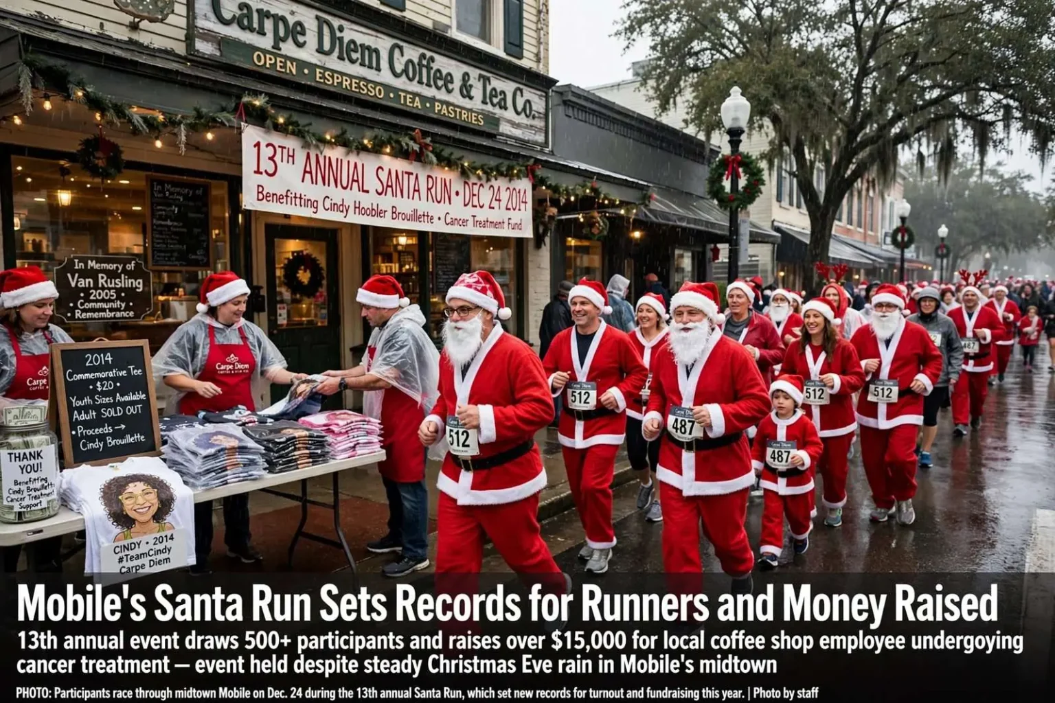 Illustration for the news story: Mobile’s Santa Run Sets Records for Runners and Money Raised