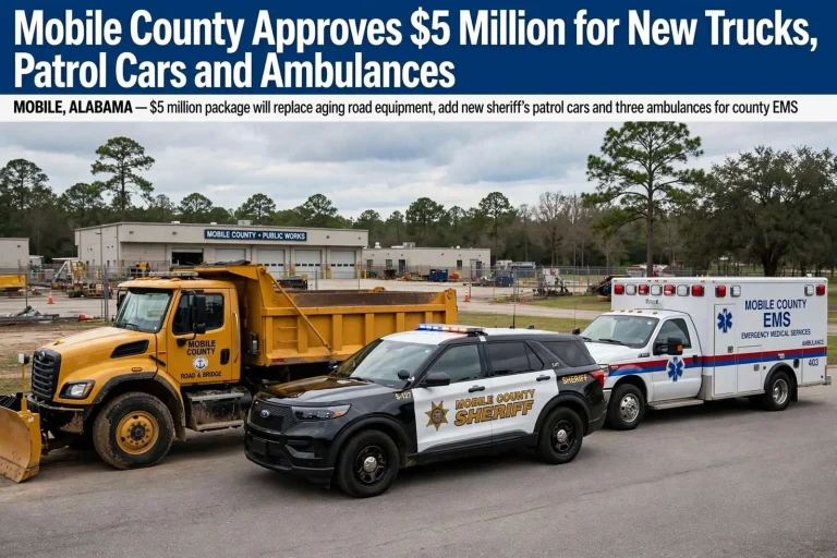 Illustration for the news story: Mobile County Approves $5 Million for New Trucks, Patrol Cars and Ambulances