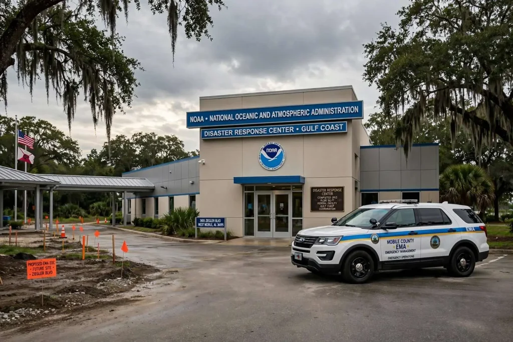 Illustration for the news story: Mobile County Weighs Repurposing NOAA Disaster Center Instead of Building New EMA Hub