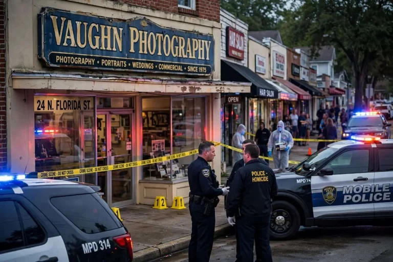 Illustration for the news story: Two Found Dead in Mobile Photography Studio in Double Homicide