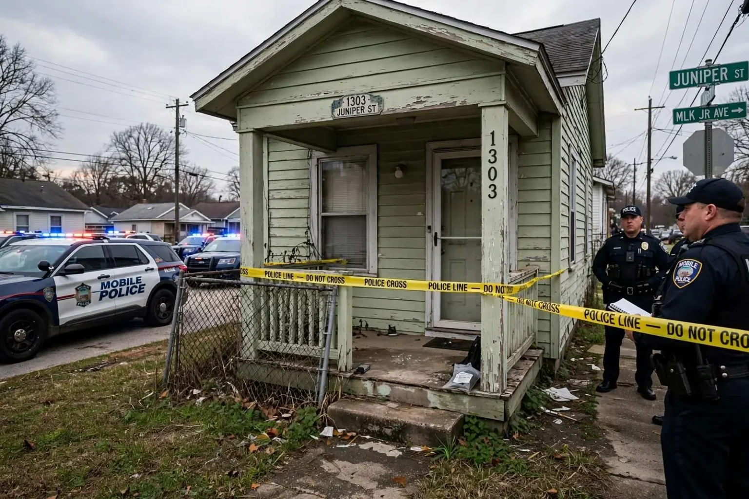 Illustration for the news story: Mobile Police Shut Down Juniper Street Gambling House for Second Time in Six Months