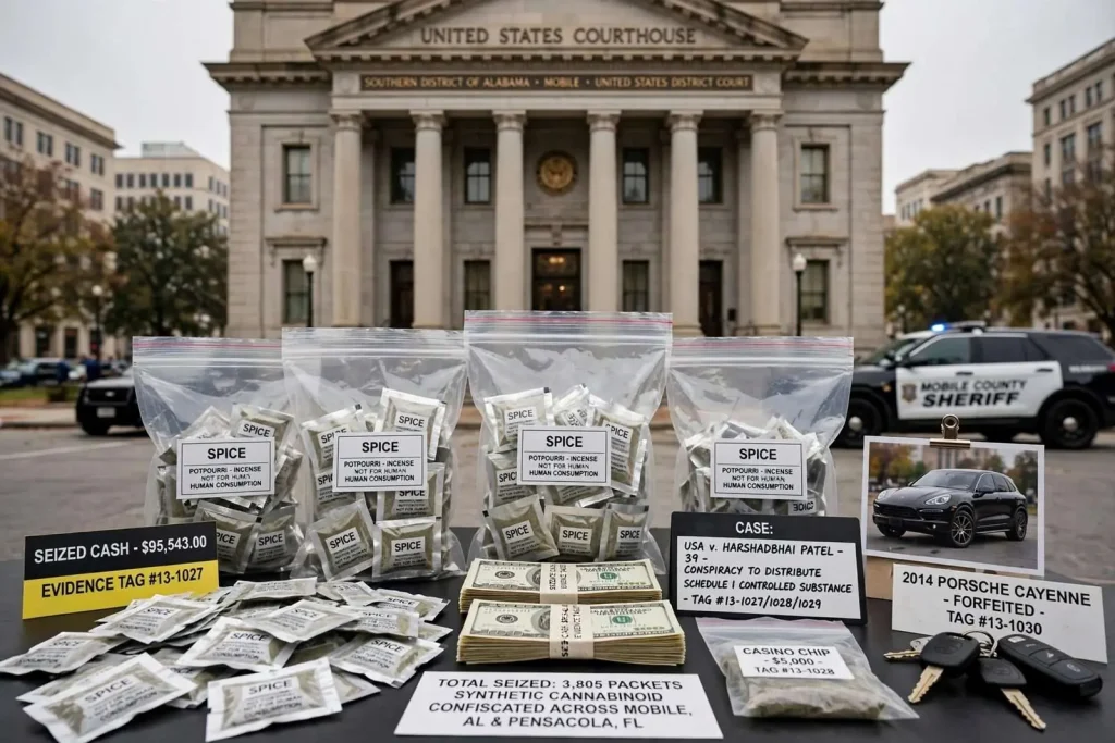 Illustration for the news story: Mobile Man Sentenced to Four Years in Federal Prison for Spice Distribution