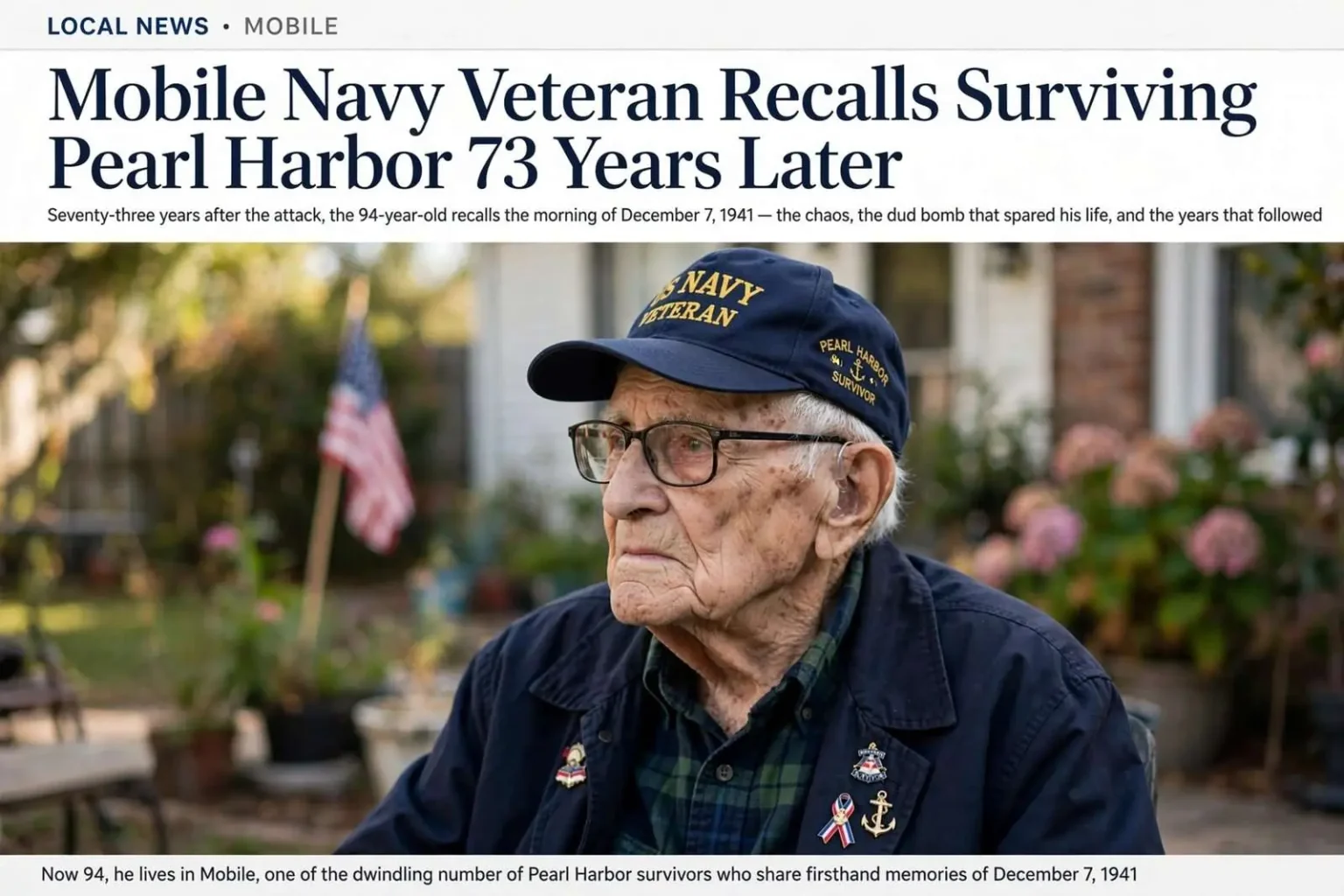 Illustration for the news story: Mobile Navy Veteran Recalls Surviving Pearl Harbor 73 Years Later