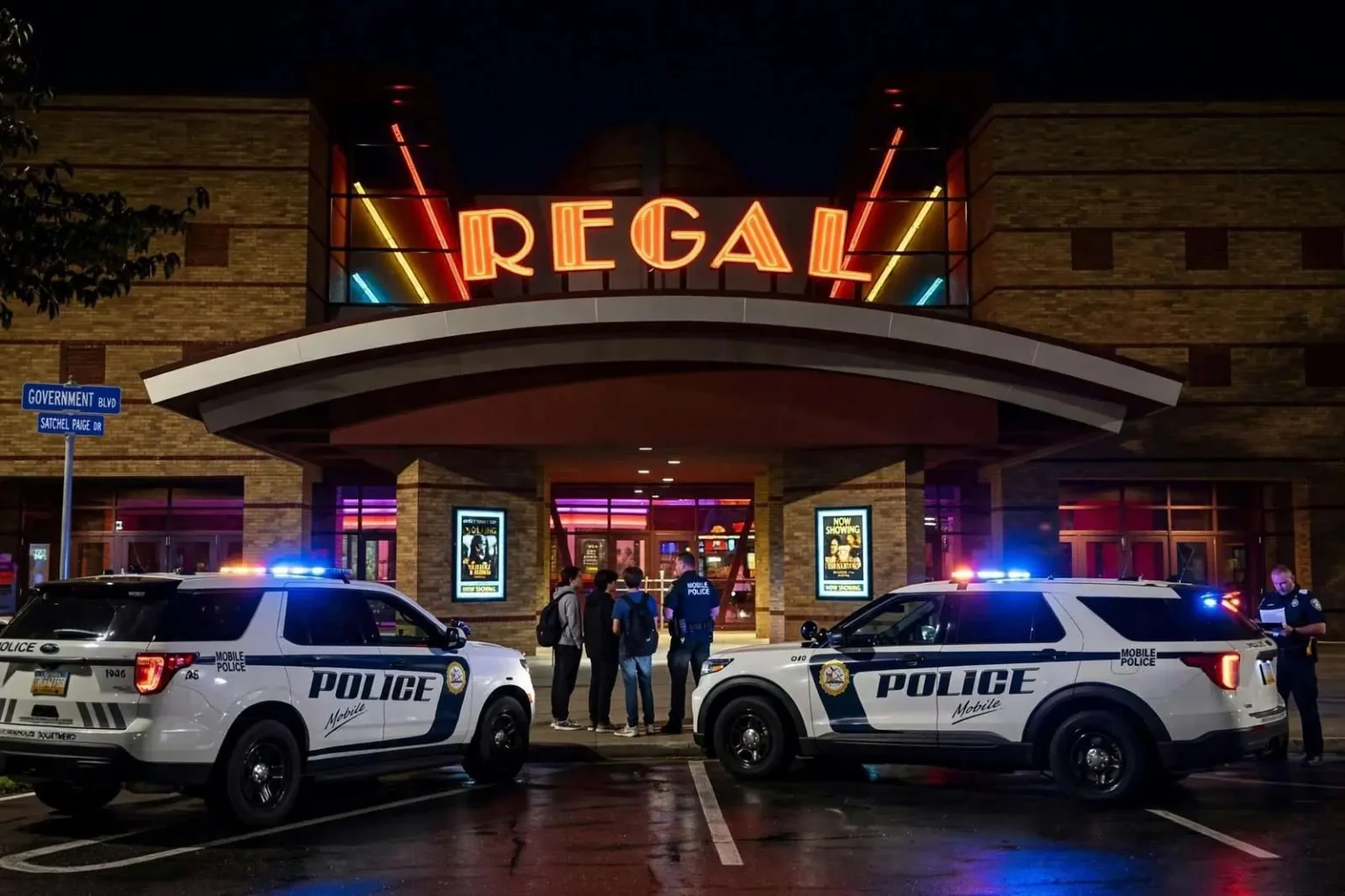 Illustration for the news story: Mobile Police Find No Evidence After Report of Shots Fired at Movie Theater