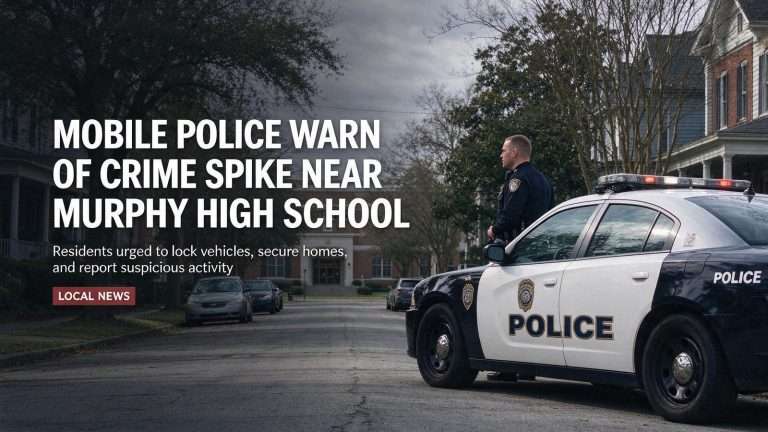 Illustration for the news story: Mobile Police Warn of Crime Spike Near Murphy High School