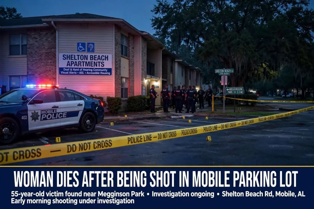 Illustration for the news story: Woman Dies After Being Shot in Mobile Parking Lot