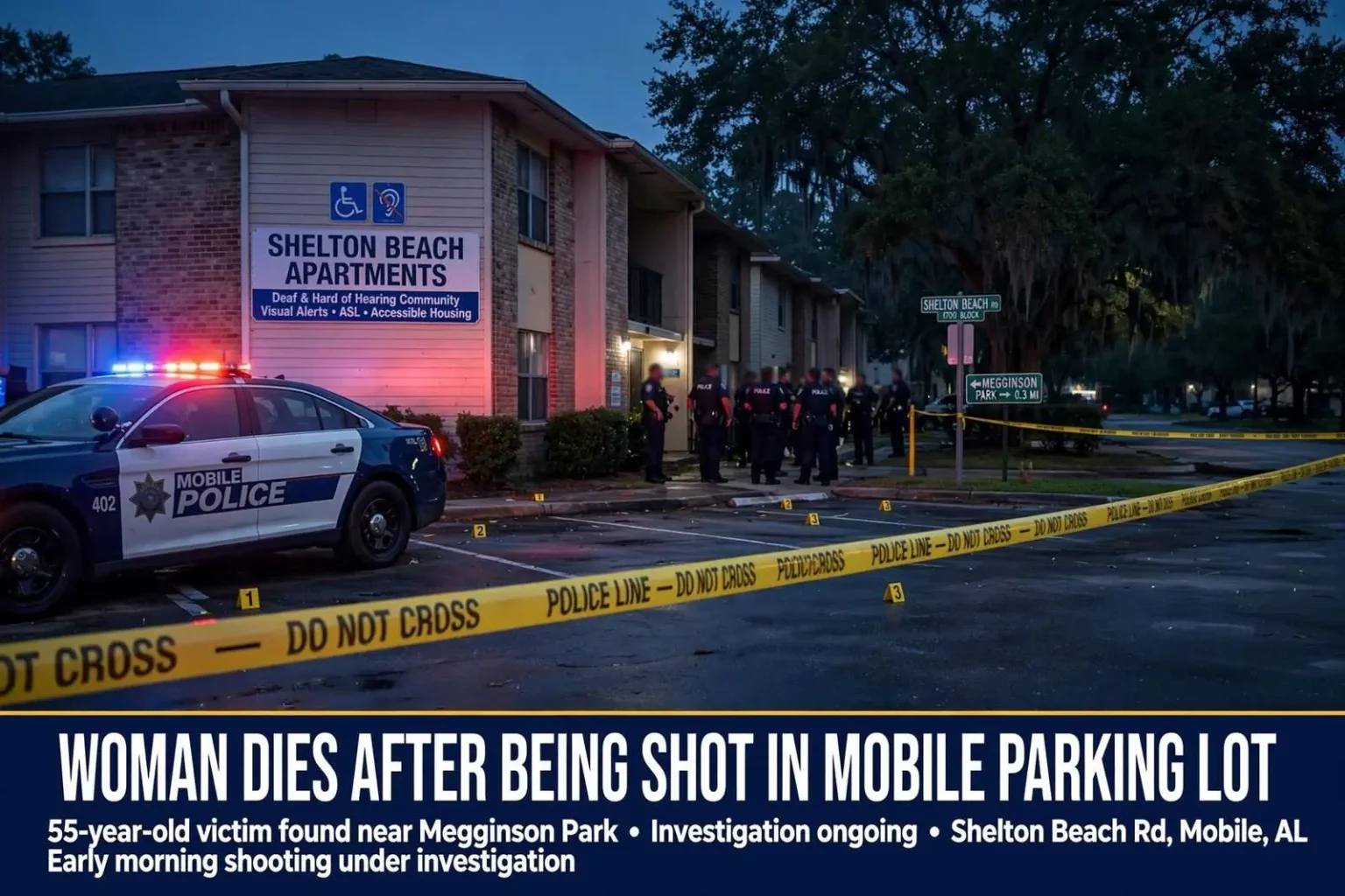Illustration for the news story: Woman Dies After Being Shot in Mobile Parking Lot