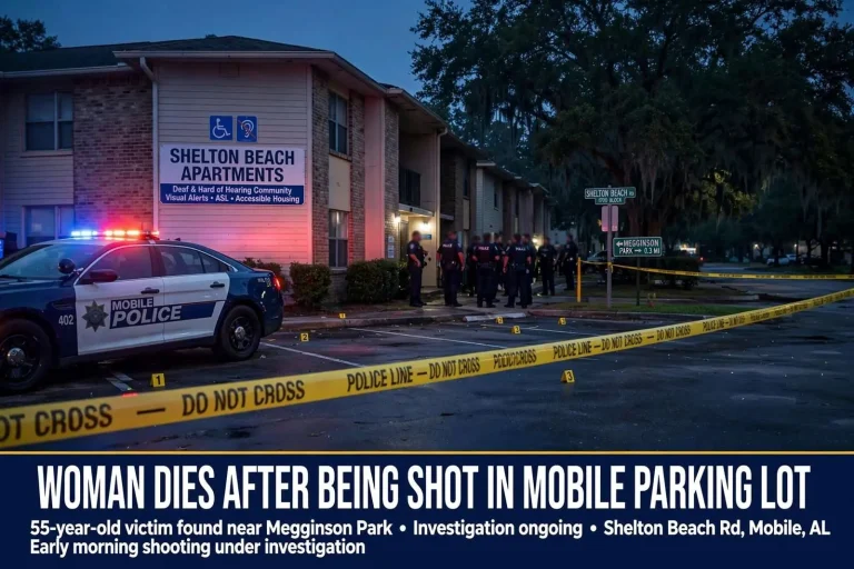 Illustration for the news story: Woman Dies After Being Shot in Mobile Parking Lot