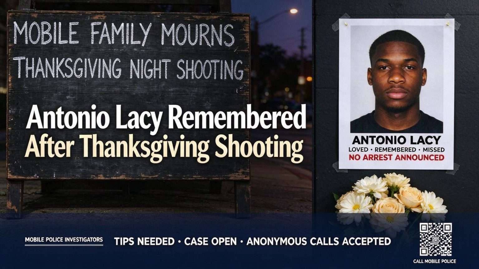 Illustration for the news story: Family Mourns Mobile Man Killed on Thanksgiving, Survivor of Earlier Shooting
