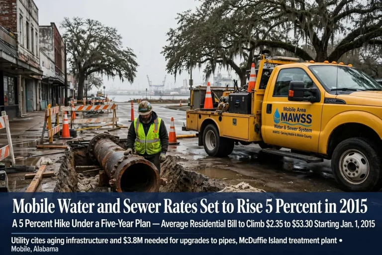 Illustration for the news story: Mobile Water and Sewer Rates Set to Rise 5 Percent in 2015
