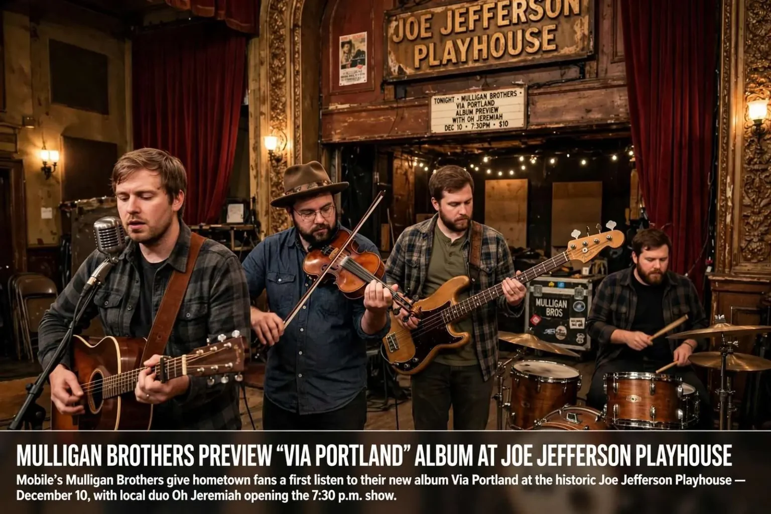 Illustration for the news story: Mulligan Brothers Preview ‘Via Portland’ Album at Joe Jefferson Playhouse