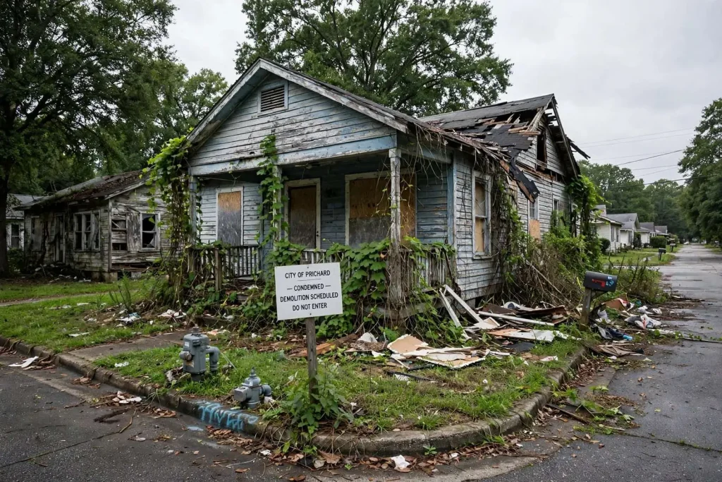 Illustration for the news story: Prichard Council Orders Demolition of Nine Blighted Homes