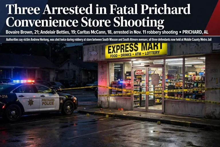Illustration for the news story: Three Arrested in Fatal Prichard Convenience Store Shooting