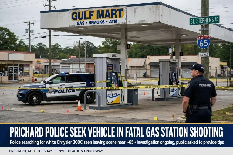 Illustration for the news story: Prichard Police Seek Vehicle in Fatal Gas Station Shooting