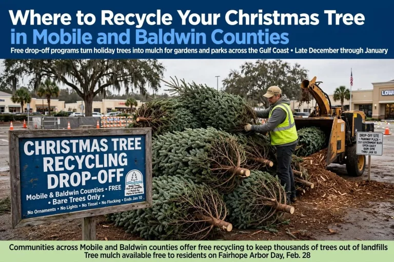Illustration for the news story: Where to Recycle Your Christmas Tree in Mobile and Baldwin Counties