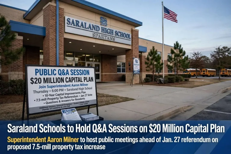 Illustration for the news story: Saraland Schools to Hold Q&A Sessions on $20 Million Capital Plan