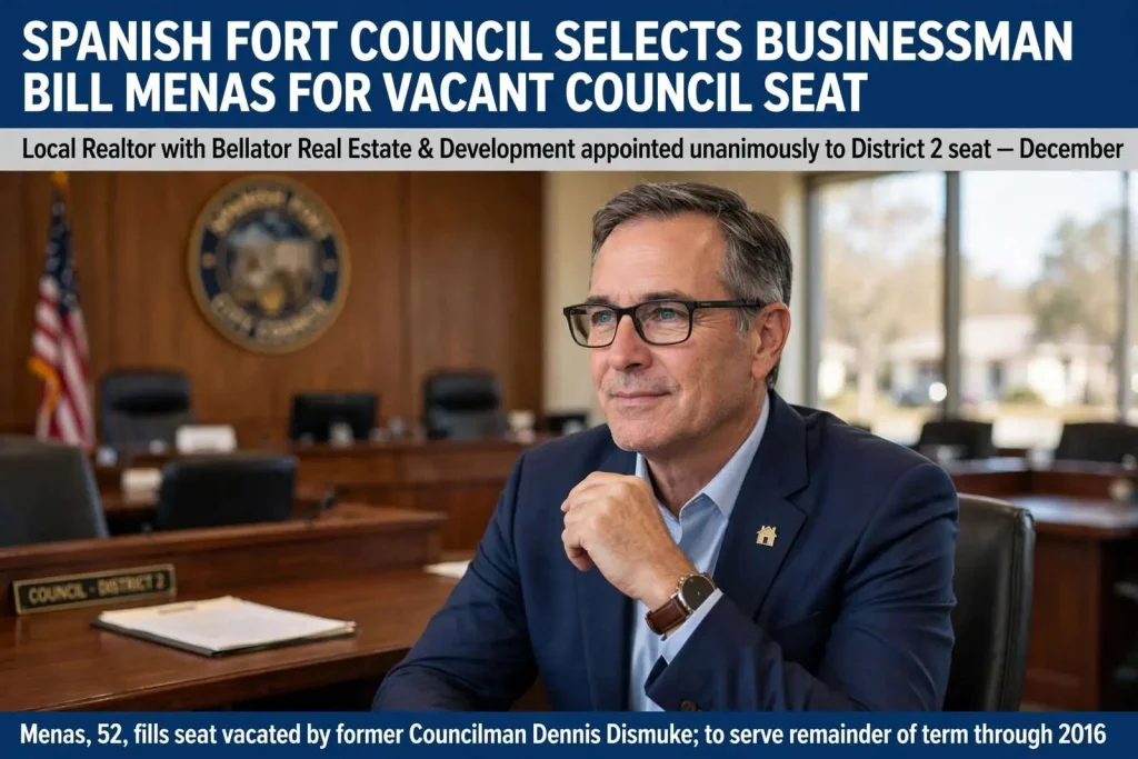 Illustration for the news story: Spanish Fort Council Selects Businessman Bill Menas for Vacant Council Seat
