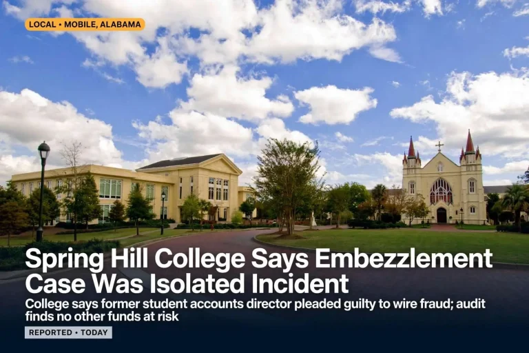 Illustration for the news story: Spring Hill College Says Embezzlement Case Was Isolated Incident