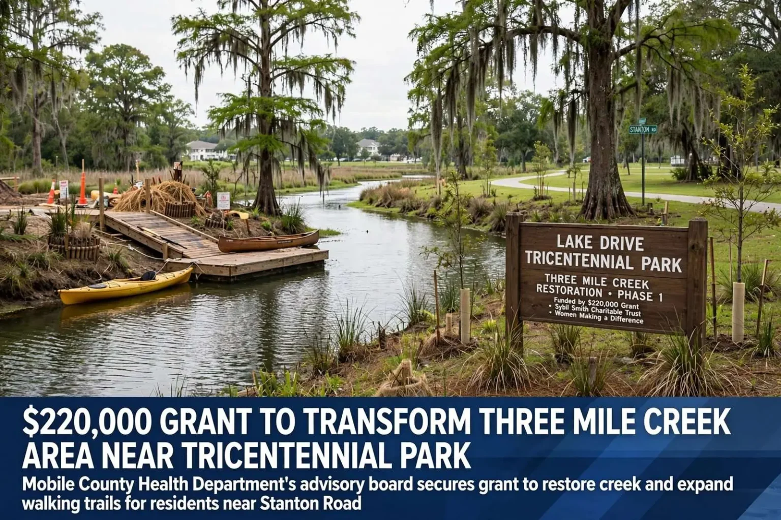 Illustration for the news story: $220,000 Grant to Transform Three Mile Creek Area Near Tricentennial Park
