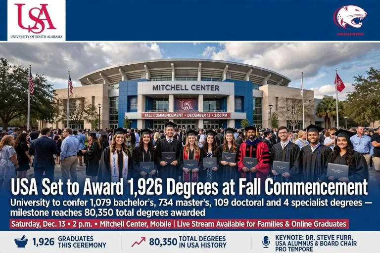 Illustration for the news story: USA Set to Award 1,926 Degrees at Fall Commencement