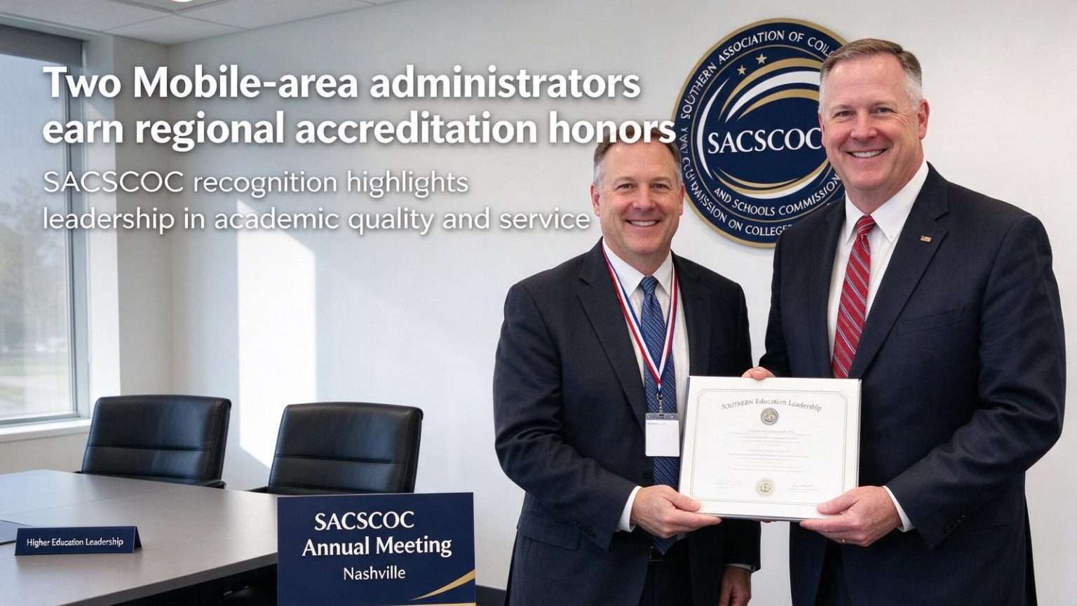 Illustration for the news story: USA, University of Mobile Administrators Honored by Regional Accreditor