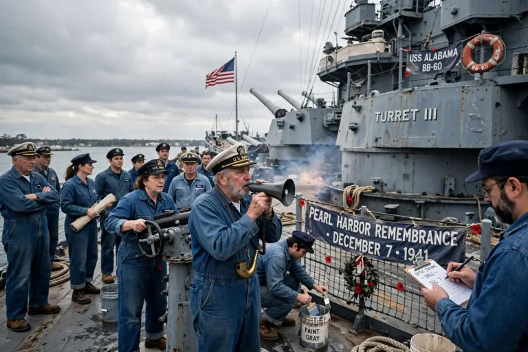 Illustration for the news story: Volunteer Crew Brings USS Alabama to Life with Pearl Harbor Reenactment