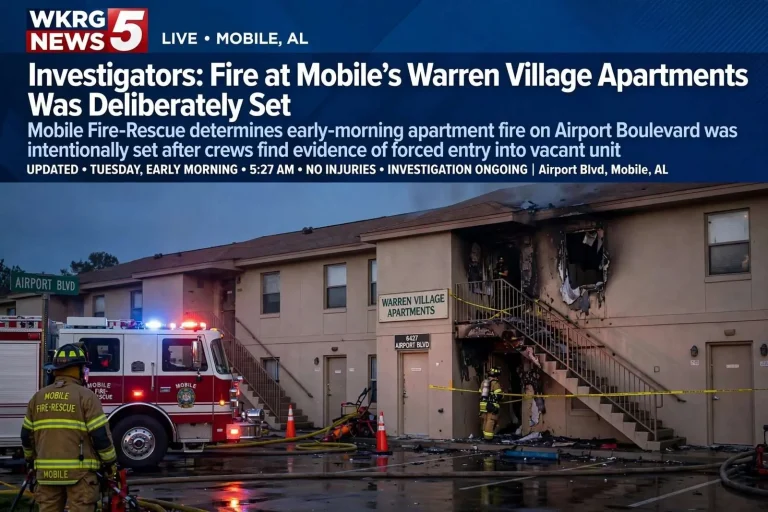Illustration for the news story: Investigators: Fire at Mobile’s Warren Village Apartments Was Deliberately Set
