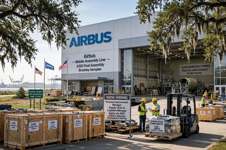 Illustration for the news story: Airbus Posts New Manager Openings for Mobile’s A320 Assembly Line