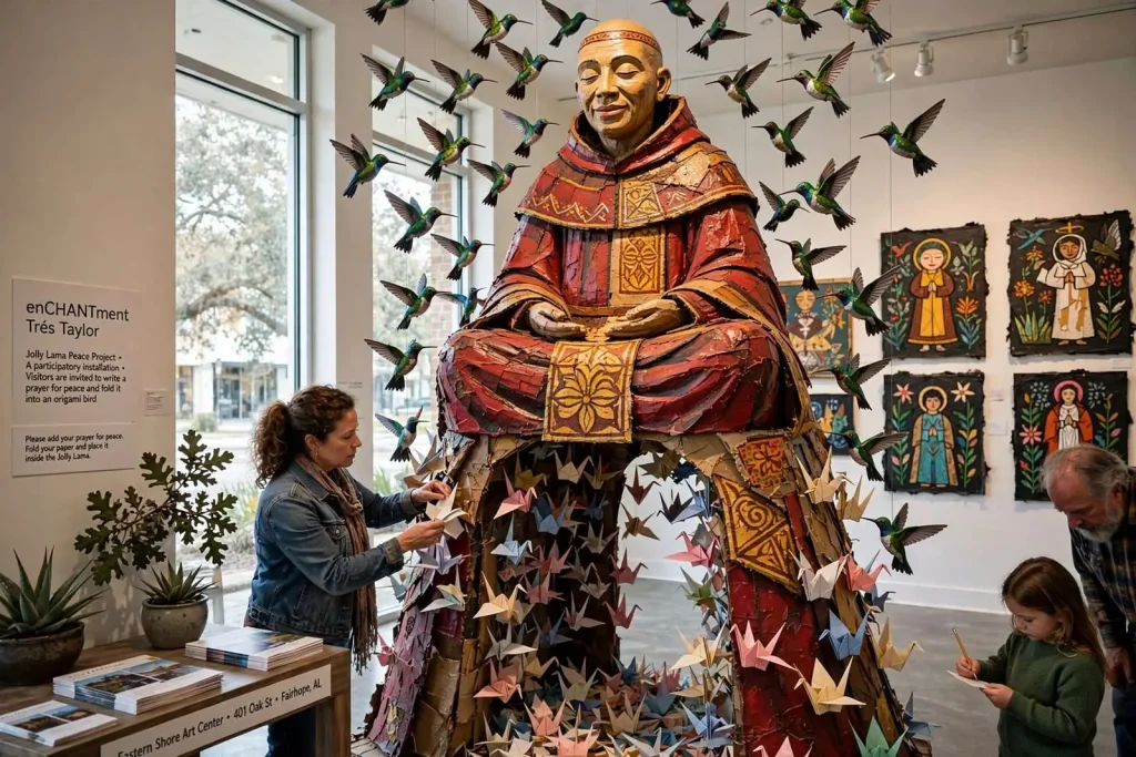 Illustration for the news story: Alabama artist Trés Taylor brings a peace project to Fairhope’s Eastern Shore Art Center