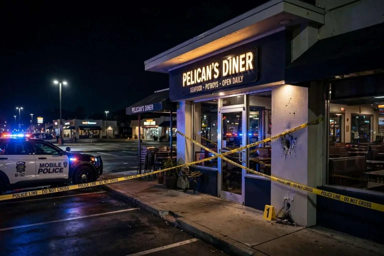 Illustration for the news story: Armed Robbery at Mobile Restaurant Ends With Shot Fired, No Injuries