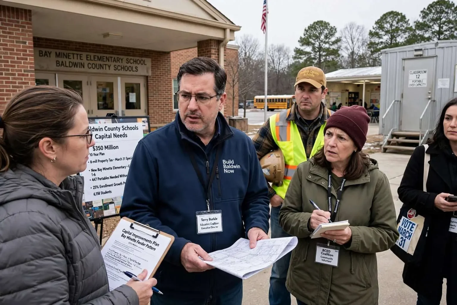 Illustration for the news story: Baldwin County Education Coalition Tours District Ahead of March Tax Vote