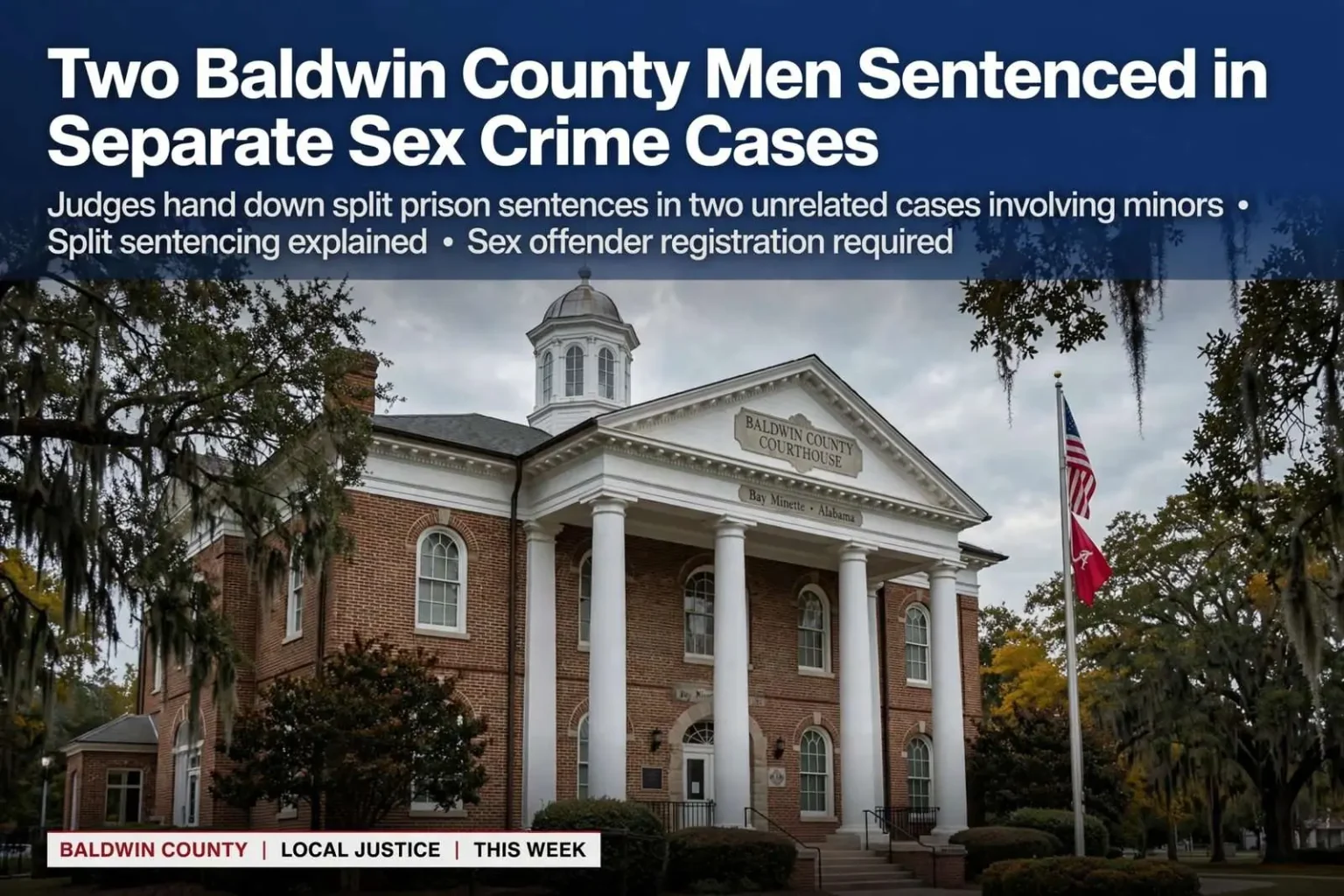 Illustration for the news story: Two Baldwin County Men Sentenced in Separate Sex Crime Cases