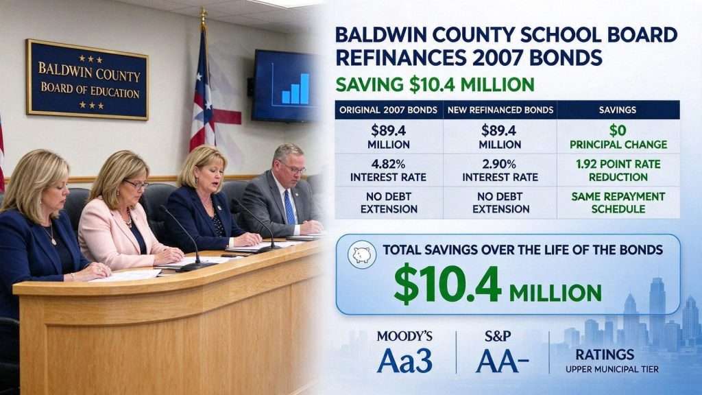 Illustration for the news story: Baldwin County School Board Refinances 2007 Bonds, Saving $10.4 Million