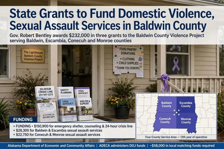Illustration for the news story: State Grants to Fund Domestic Violence, Sexual Assault Services in Baldwin County