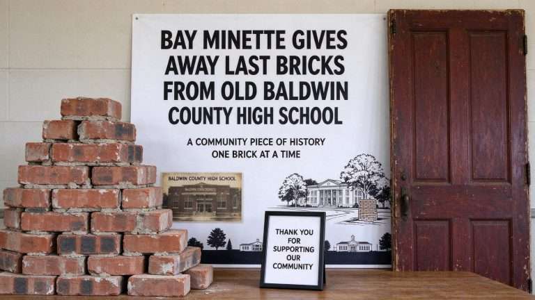 Illustration for the news story: Bay Minette Gives Away Last Bricks From Old Baldwin County High School