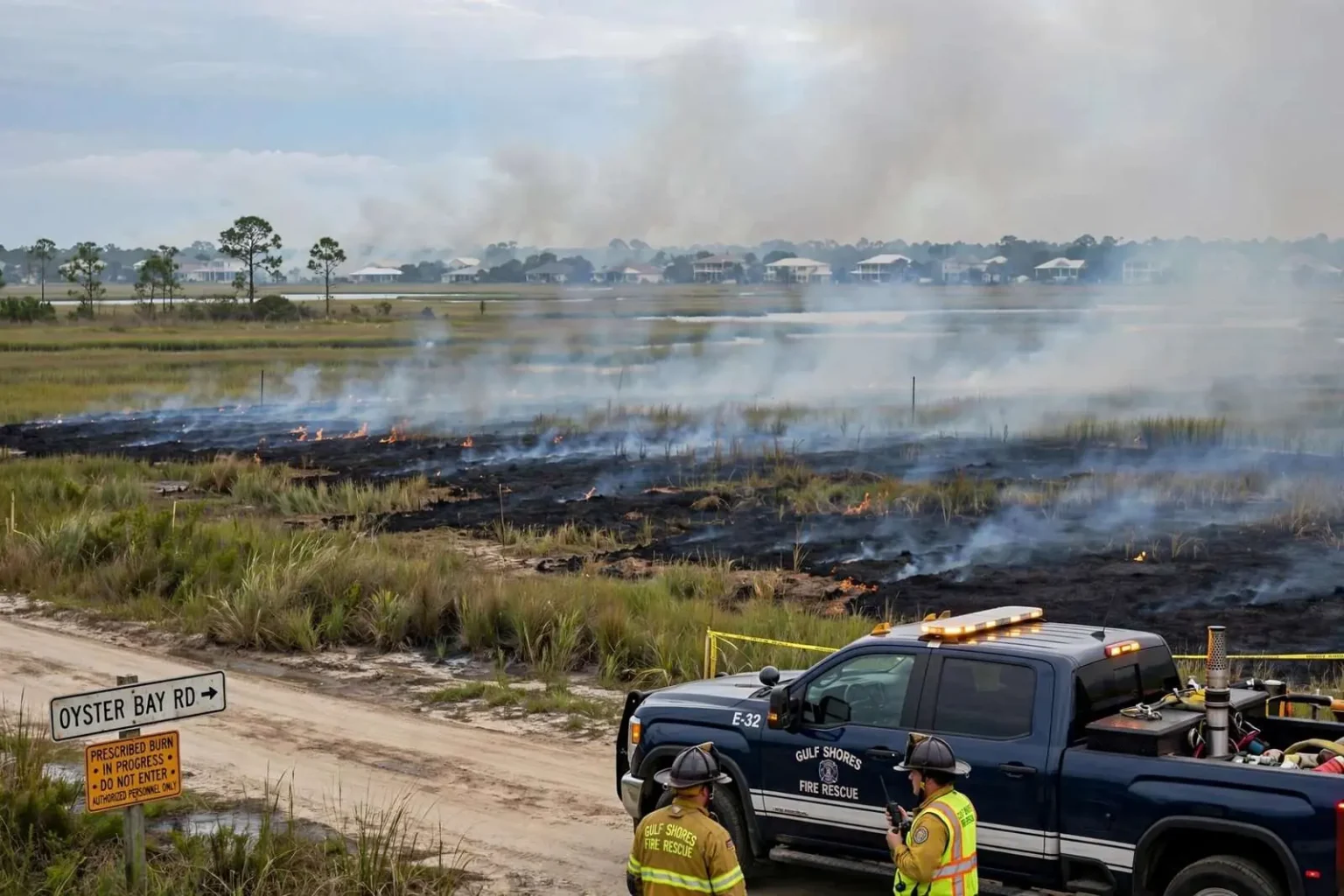 Illustration for the news story: Prescribed Burn Near Oyster Bay Sends Smoke Over Gulf Shores
