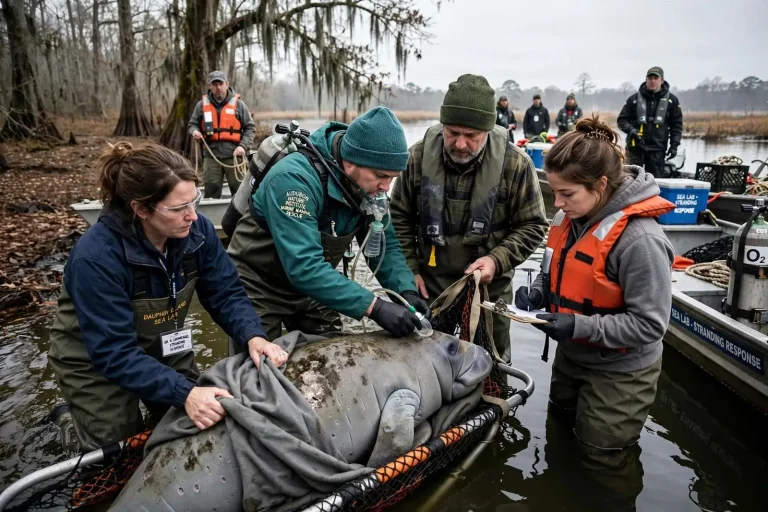 Illustration for the news story: First-Ever Alabama Manatee Rescue Ends in Loss, But Sparks Hope for Others