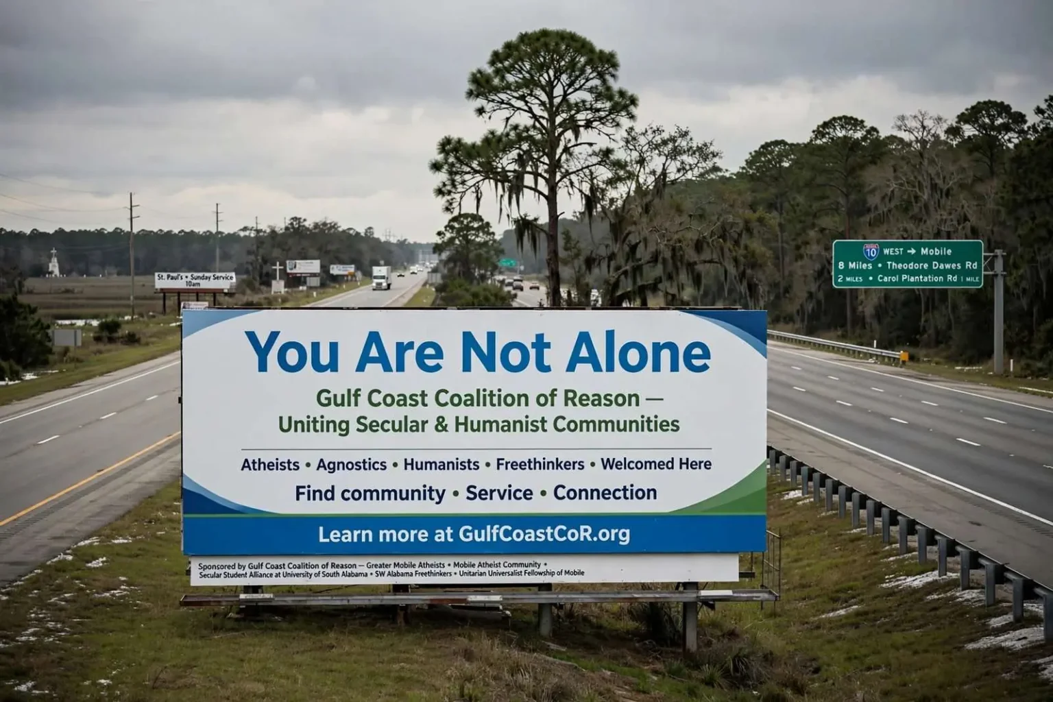 Illustration for the news story: New Mobile Billboards Aim to Unite Gulf Coast Nonbelievers