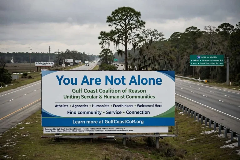 Illustration for the news story: New Mobile Billboards Aim to Unite Gulf Coast Nonbelievers
