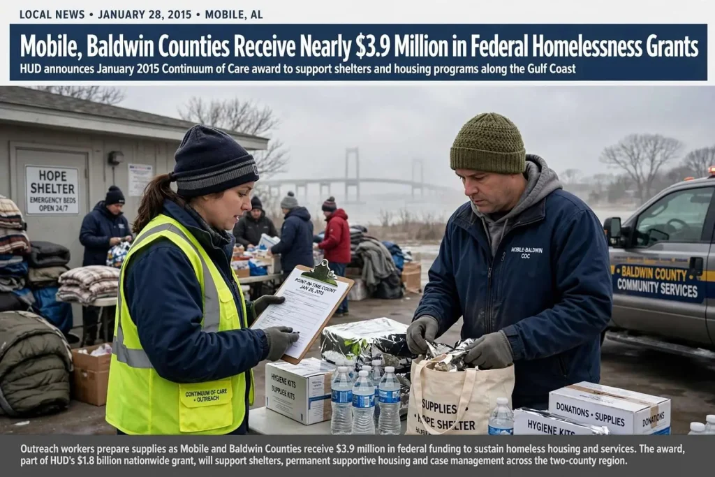 Illustration for the news story: Mobile, Baldwin Counties Receive Nearly $3.9 Million in Federal Homelessness Grants