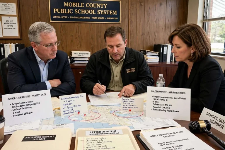 Illustration for the news story: Mobile County School Board Weighs Property Sales for Two Former School Sites