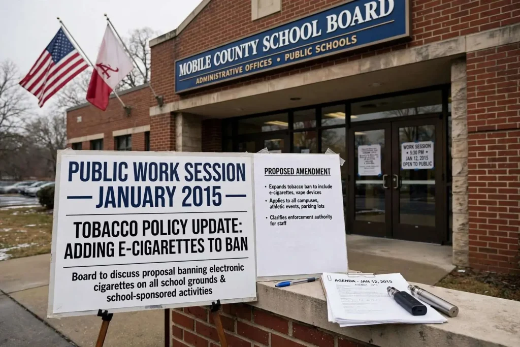 Illustration for the news story: Mobile County School Board Weighs Adding E-Cigarettes to Tobacco Ban