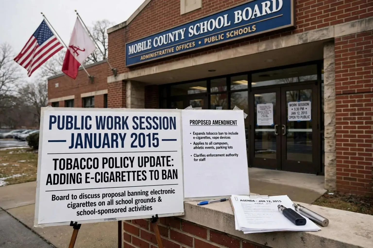 Illustration for the news story: Mobile County School Board Weighs Adding E-Cigarettes to Tobacco Ban